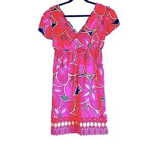 Hale Bop Pink Tropical Floral Silk Dress Size Medium